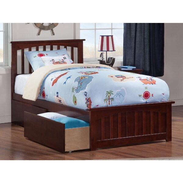 Atlantic Furniture Mission Match Foot Board with Urban Bed Drawers, Antique Walnut - Twin - AR8726114