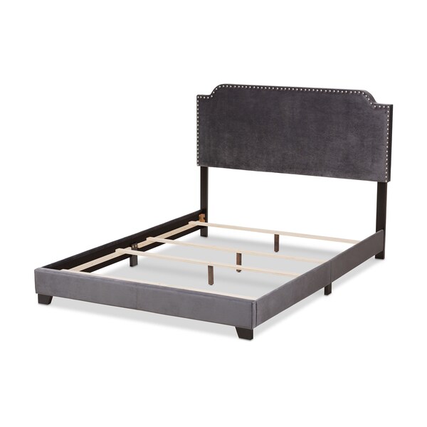 Baxton Studio Darcy Luxe and Glamour Dark Grey Velvet Upholstered Queen Size Bed - 149-8957