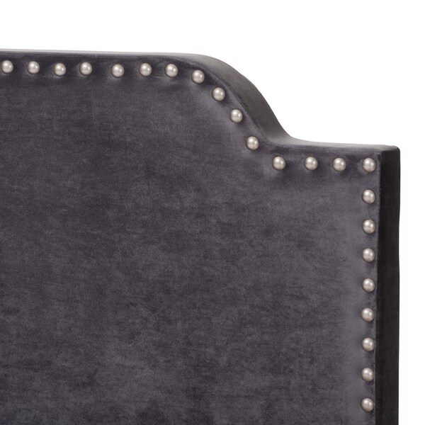 Baxton Studio Darcy Luxe and Glamour Dark Grey Velvet Upholstered Queen Size Bed - 149-8957