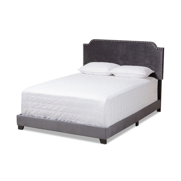 Baxton Studio Darcy Luxe and Glamour Dark Grey Velvet Upholstered Queen Size Bed - 149-8957