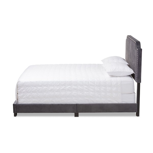 Baxton Studio Darcy Luxe and Glamour Dark Grey Velvet Upholstered Queen Size Bed - 149-8957