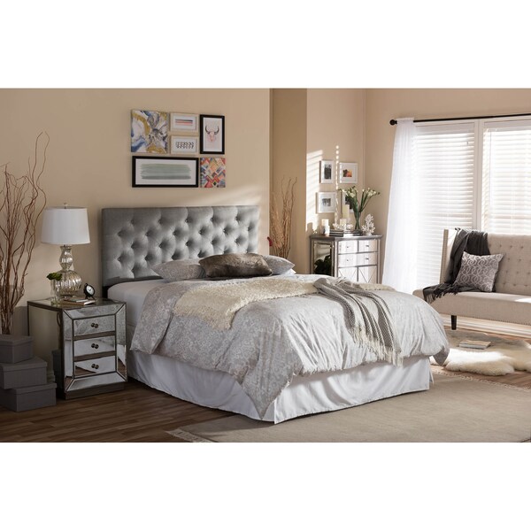 Baxton Studio Viviana Grey Upholstered Button-tufted Full Size Headboard - 120-6455