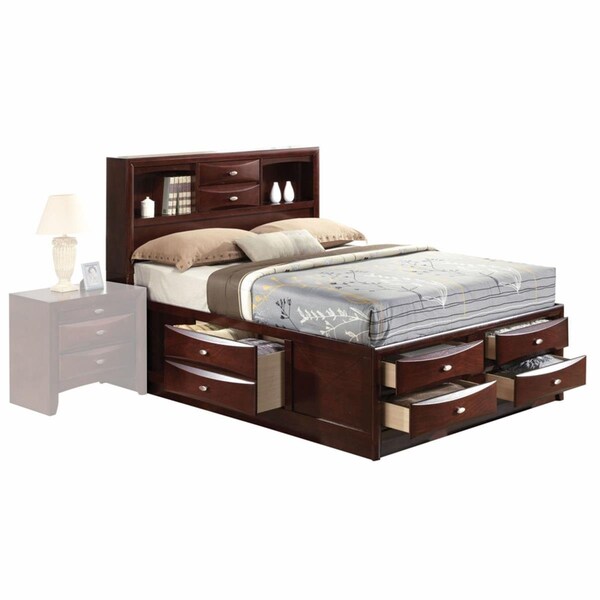 Gfancy Fixtures Espresso Finish Wood Multi-Drawer Platform King Bed with Pull Out Tray - GF3094837