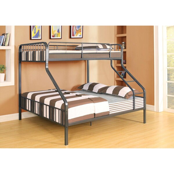 Homeroots Caius Twin xL and amp; Queen Bunk Bed Gunmetal - 285316