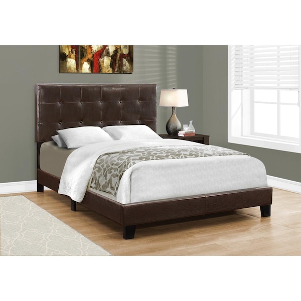 Homeroots 45.75 in. Brown & Black Solid Wood MDF & Foam Full Size Bed with a Leather Look - 333290
