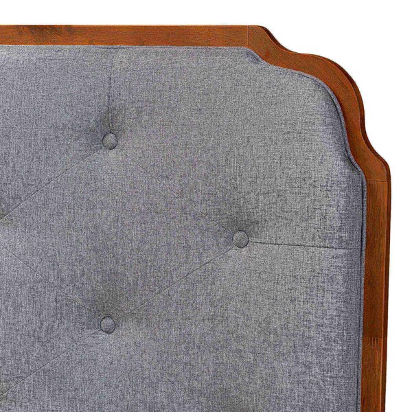 Baxton Studio Shanti Classic and Traditional Grey Fabric and Walnut Brown Finished Wood Queen Size Headboard - 237-12644-ZORO