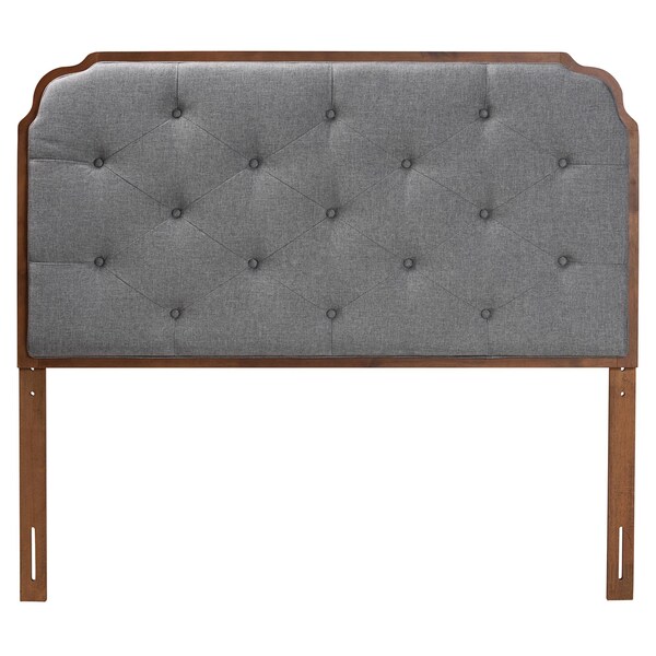Baxton Studio Shanti Classic and Traditional Grey Fabric and Walnut Brown Finished Wood Queen Size Headboard - 237-12644-ZORO