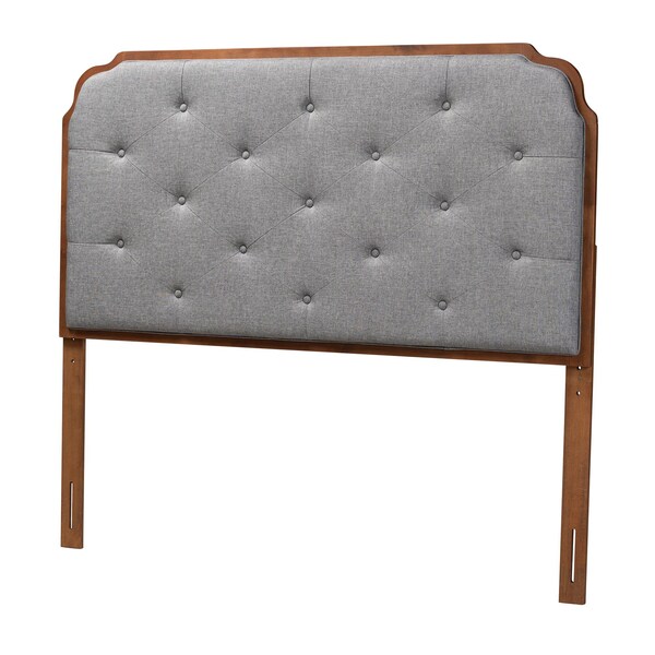 Baxton Studio Shanti Classic and Traditional Grey Fabric and Walnut Brown Finished Wood Queen Size Headboard - 237-12644-ZORO