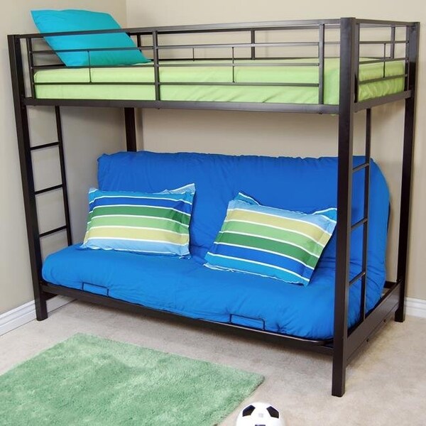 Walker Edison Furniture Walker Edison BTOFBL Sunset Twin-Futon Bunk Bed- Black - BTOFBL
