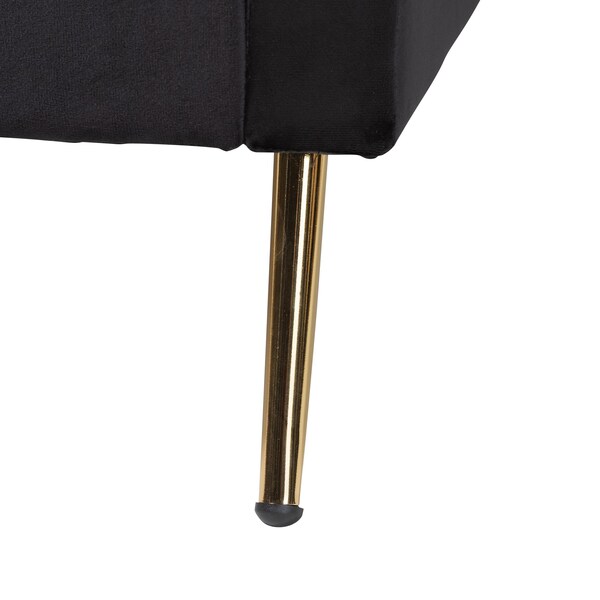 Baxton Studio Pita Traditional Glam and Luxe Black Velvet and Gold Metal Twin Size Daybed - 220-12857-ZORO