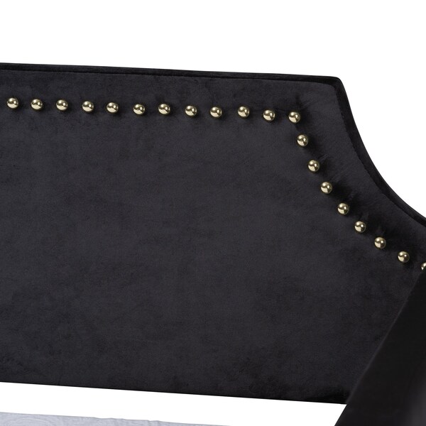 Baxton Studio Pita Traditional Glam and Luxe Black Velvet and Gold Metal Twin Size Daybed - 220-12857-ZORO