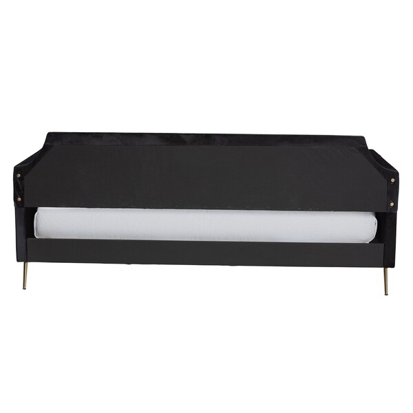 Baxton Studio Pita Traditional Glam and Luxe Black Velvet and Gold Metal Twin Size Daybed - 220-12857-ZORO