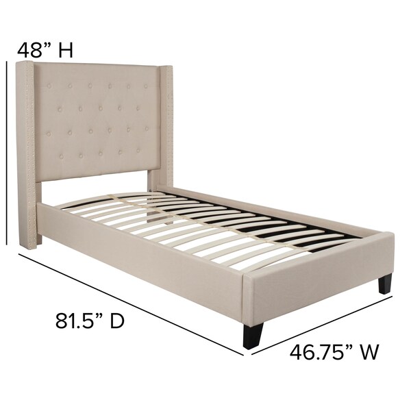 Flash Furniture Twin Size Beige Fabric Platform Bed & Mattress - HG-BM10-33-GG