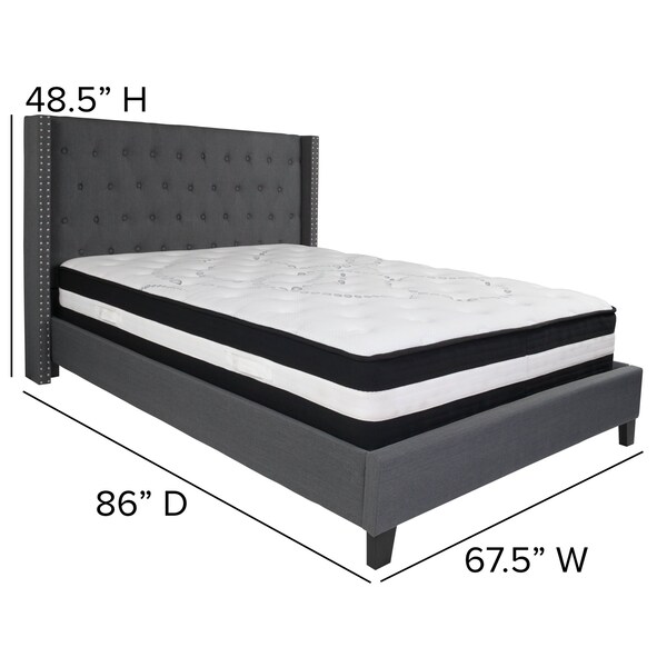Flash Furniture Platform Bed Set, Riverdale, Queen, Drk Gry - HG-BM-47-GG