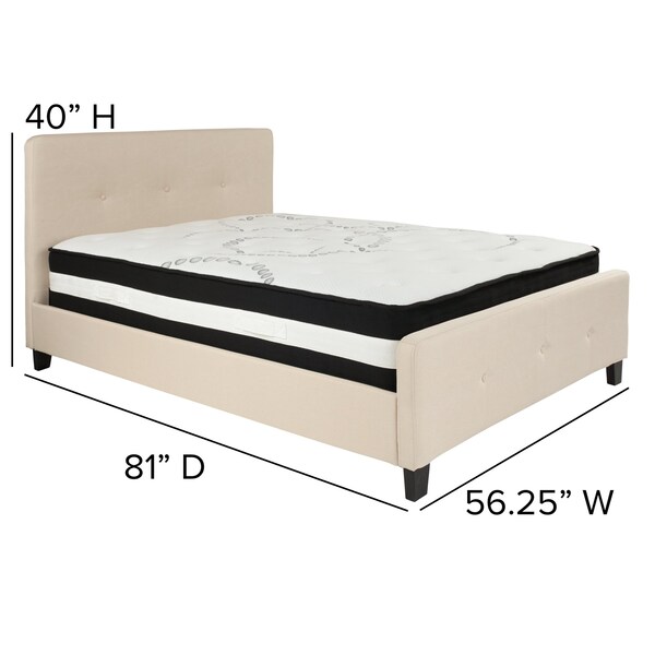 Flash Furniture Platform Bed Set, Tribeca, Full, Beige - HG-BM-18-GG