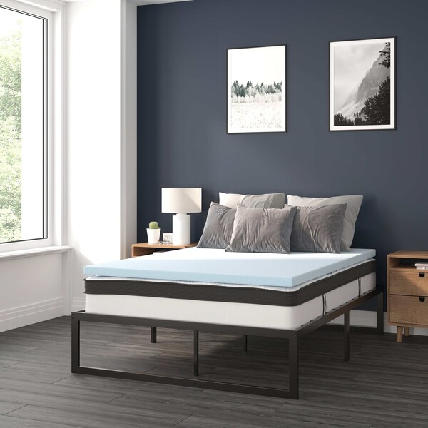 Flash Furniture 10" Full Mattress, 14" Bed frame & 2" Topper Set - XU-BD10-10PSM2M35-F-GG