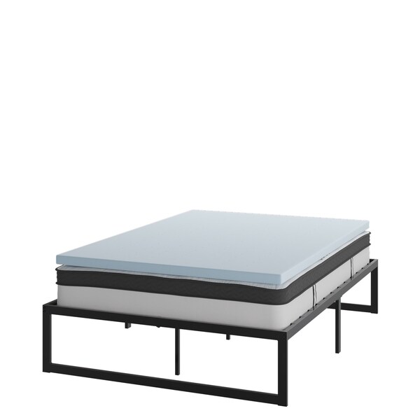 Flash Furniture 10" Full Mattress, 14" Bed frame & 2" Topper Set - XU-BD10-10PSM2M35-F-GG