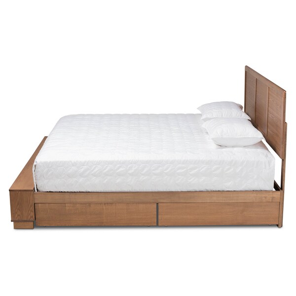 Baxton Studio Tamsin Modern Transitional Ash Walnut Brown Finished Wood King Size 4-Drawer Storage Bed - 175-9421-10670-ZORO