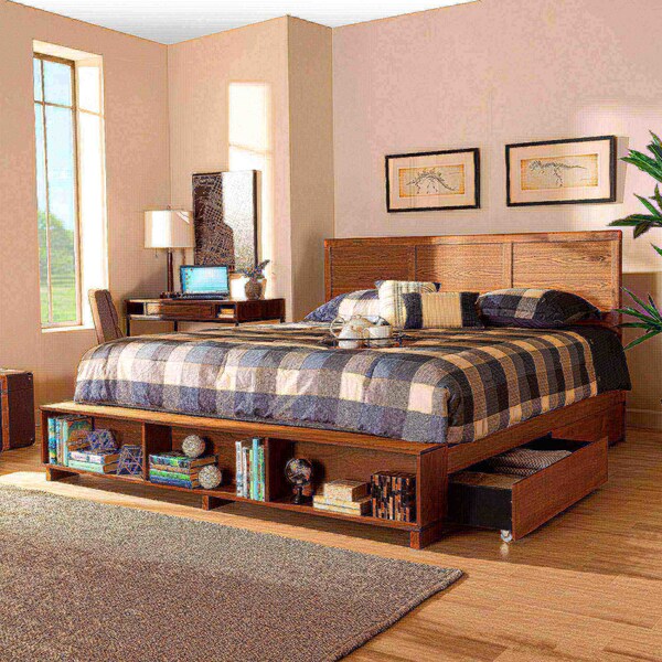 Baxton Studio Tamsin Modern Transitional Ash Walnut Brown Finished Wood King Size 4-Drawer Storage Bed - 175-9421-10670-ZORO