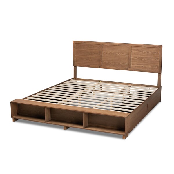 Baxton Studio Tamsin Modern Transitional Ash Walnut Brown Finished Wood King Size 4-Drawer Storage Bed - 175-9421-10670-ZORO
