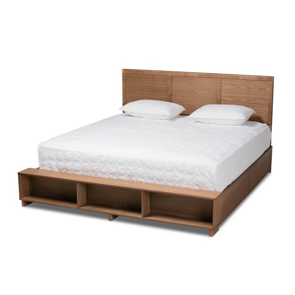 Baxton Studio Tamsin Modern Transitional Ash Walnut Brown Finished Wood King Size 4-Drawer Storage Bed - 175-9421-10670-ZORO