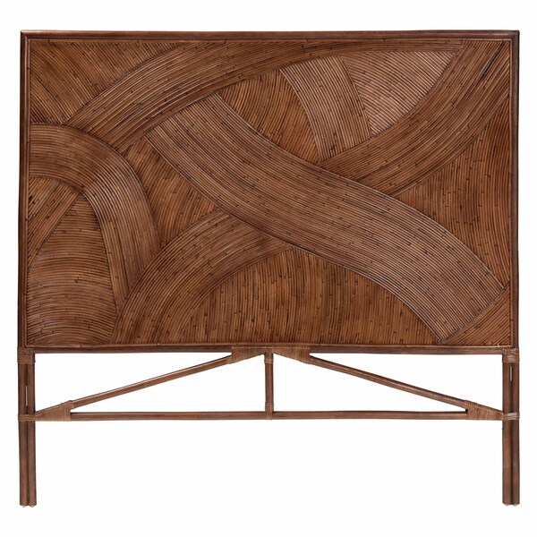 Bali & Pari Elettra Bohemian Dark Brown Rattan Queen Size Standalone Headboard - 244-13654-ZORO