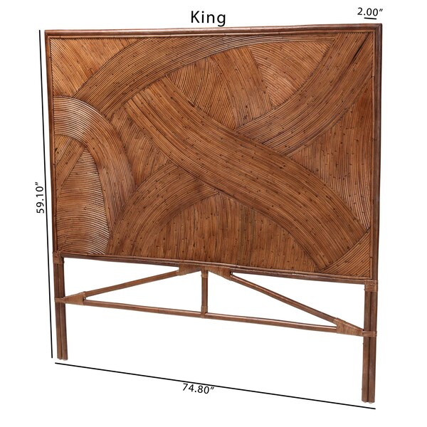 Bali & Pari Elettra Bohemian Dark Brown Rattan Queen Size Standalone Headboard - 244-13654-ZORO