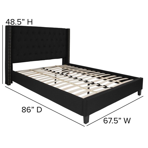 Flash Furniture Queen Size Black Fabric Platform Bed & Mattress - HG-BM10-39-GG