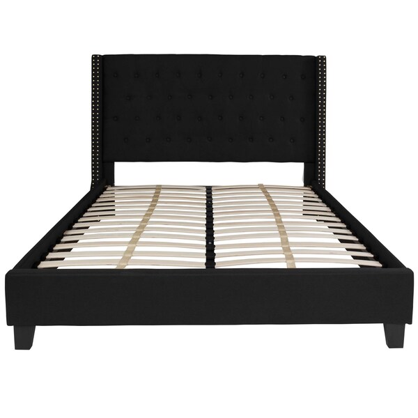 Flash Furniture Queen Size Black Fabric Platform Bed & Mattress - HG-BM10-39-GG