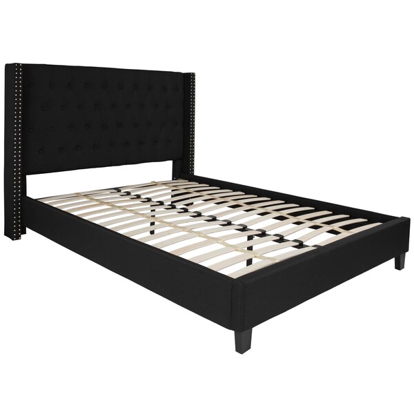 Flash Furniture Queen Size Black Fabric Platform Bed & Mattress - HG-BM10-39-GG