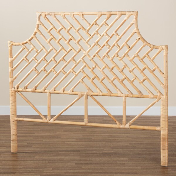 Baxton Studio Jayliah Modern Bohemian Natural Brown Rattan Queen Size Standalone Headboard - 207-12691