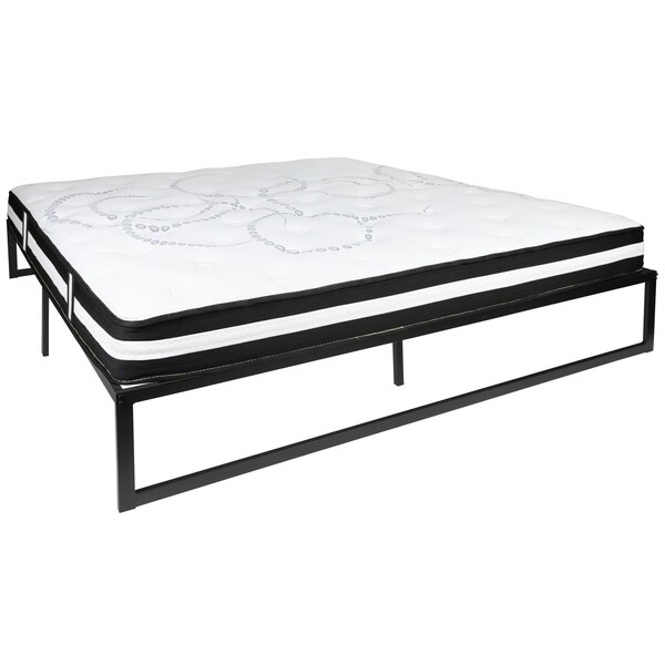 Flash Furniture King Platform Bed Frame and 12" Mattress Set - XU-BD10-12PSM-K-GG