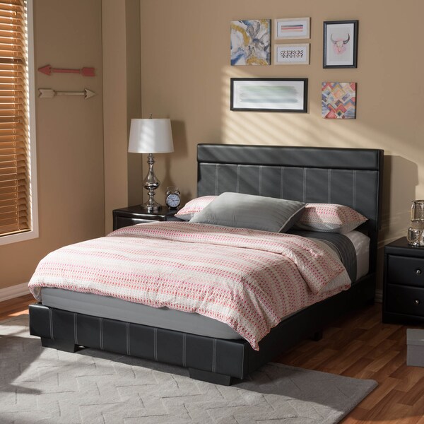 Baxton Studio Solo Modern Black Faux Leather Full Size Platform Bed - 125-6815