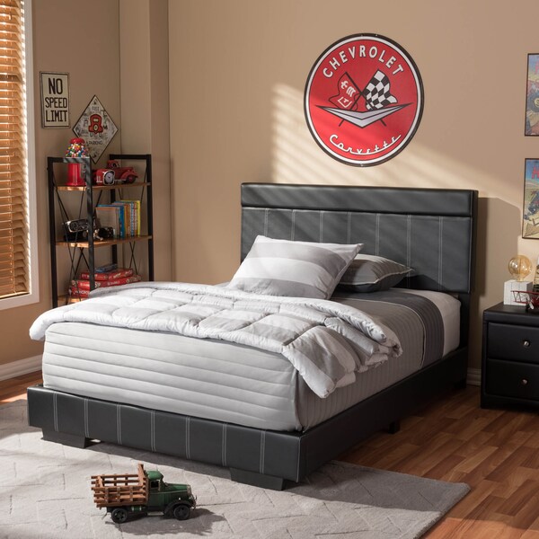 Baxton Studio Solo Modern Black Faux Leather Full Size Platform Bed - 125-6815