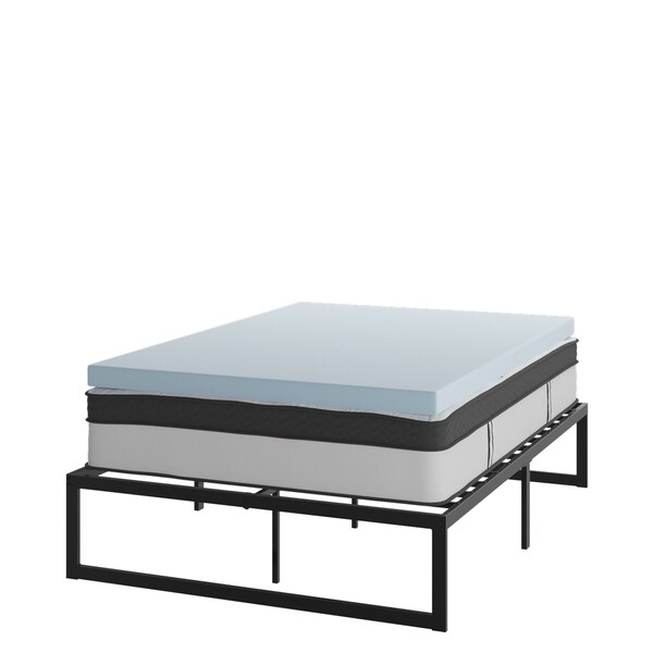 Flash Furniture 12" Full Mattress, 14" Bed frame & 2" Topper Set - XU-BD10-12PSM3M35-F-GG