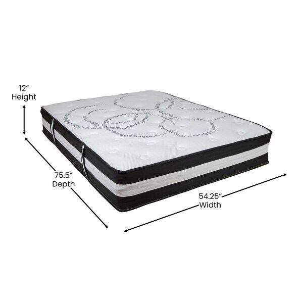 Flash Furniture 12" Full Mattress, 14" Bed frame & 2" Topper Set - XU-BD10-12PSM3M35-F-GG