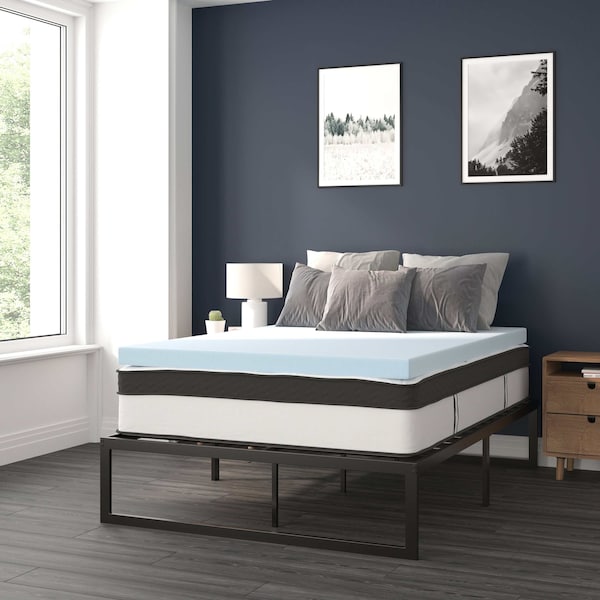 Flash Furniture 12" Full Mattress, 14" Bed frame & 2" Topper Set - XU-BD10-12PSM3M35-F-GG