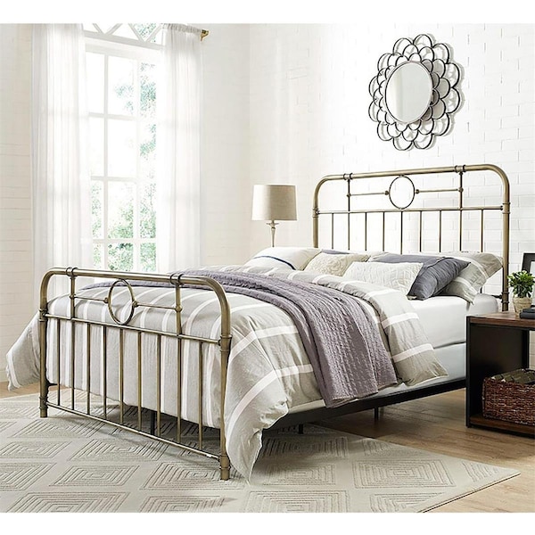 Walker Edison Furniture Queen Size Bronze Metal Pipe Bed - BQMPBR