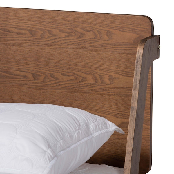 Baxton Studio Sadler Mid-Century Modern Ash Walnut Brown Finished Wood Queen Size Platform Bed - 174-10912-ZORO