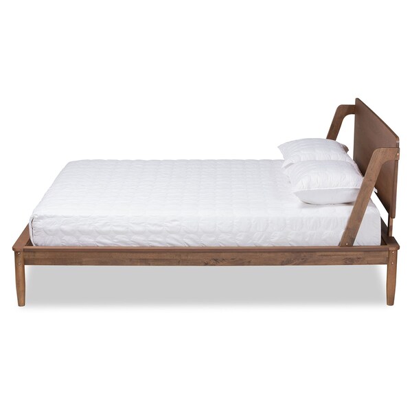 Baxton Studio Sadler Mid-Century Modern Ash Walnut Brown Finished Wood Queen Size Platform Bed - 174-10912-ZORO