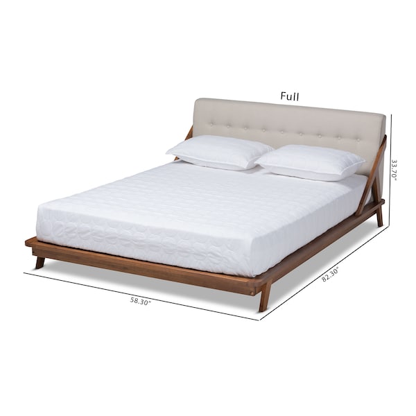Baxton Studio Sante Mid-Century Beige Upholstered Wood King Size Platform Bed - 156-9292