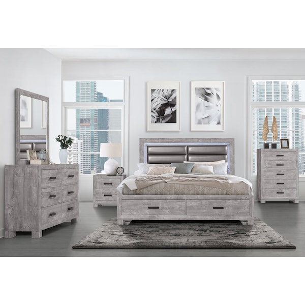 Global Furniture Usa Farmhouse Glam Paper Nolan Grey King Bed - 4450