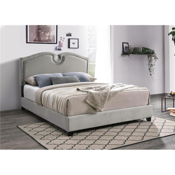 Myco Furniture Myco Furniture KM8005-Q-CP 84 x 64 x 56 in. Kimberly Nailhead Queen Size Bed; Champagne - KM8005-Q-CP