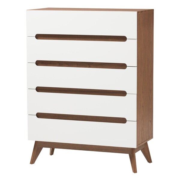 Baxton Studio Calypso MidCentury Modern TwoTone White and Walnut Brown Finished Wood 3Piece Storage Set - 221-7504-7501-7502-ZORO