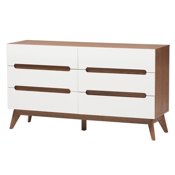 Baxton Studio Calypso MidCentury Modern TwoTone White and Walnut Brown Finished Wood 3Piece Storage Set - 221-7504-7501-7502-ZORO
