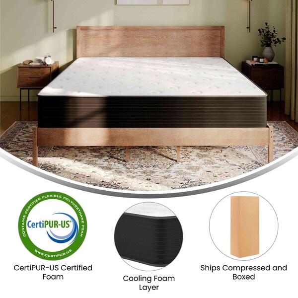 Flash Furniture Dream Cooling Gel 12 Inch Foam and Pocket Spring Hybrid Mattress, King Mattress in a Box - BS-E230P-R-K-12-C-BK-GG