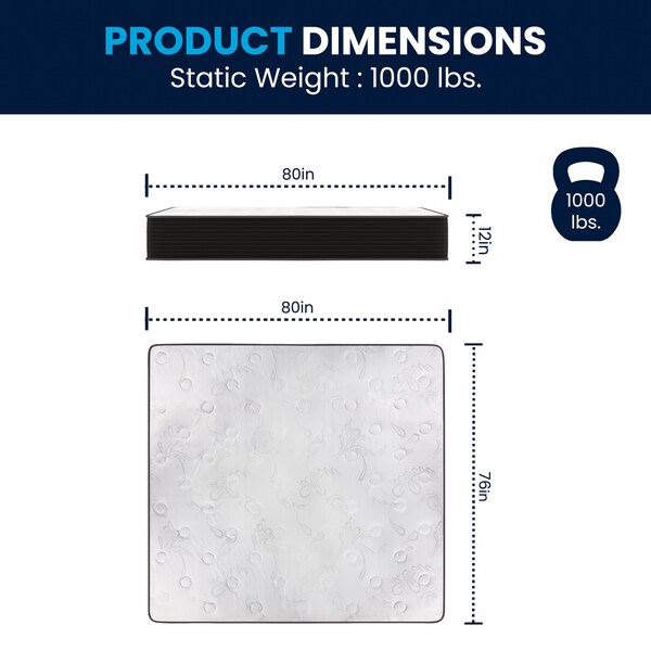Flash Furniture Dream Cooling Gel 12 Inch Foam and Pocket Spring Hybrid Mattress, King Mattress in a Box - BS-E230P-R-K-12-C-BK-GG