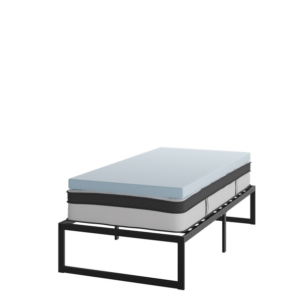 Flash Furniture 12" Twin Mattress, 14" Bed frame & 2" Topper Set - XU-BD10-12PSM3M35-T-GG