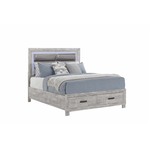 Global Furniture Usa Farmhouse Glam Paper Nolan Grey Queen Bed - 4449