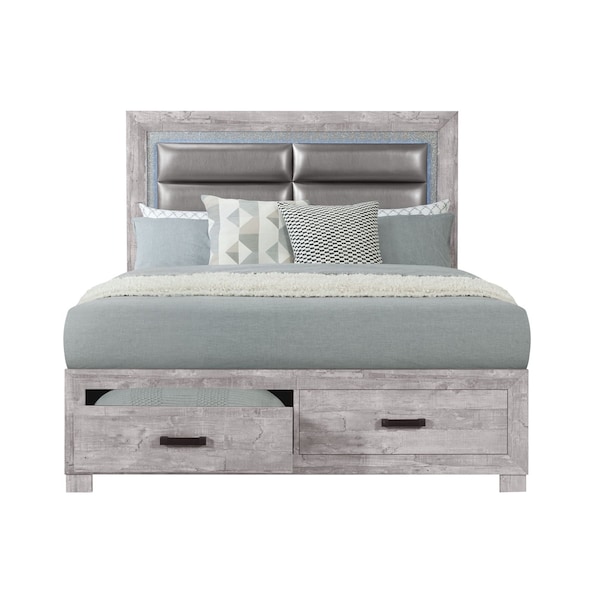 Global Furniture Usa Farmhouse Glam Paper Nolan Grey Queen Bed - 4449